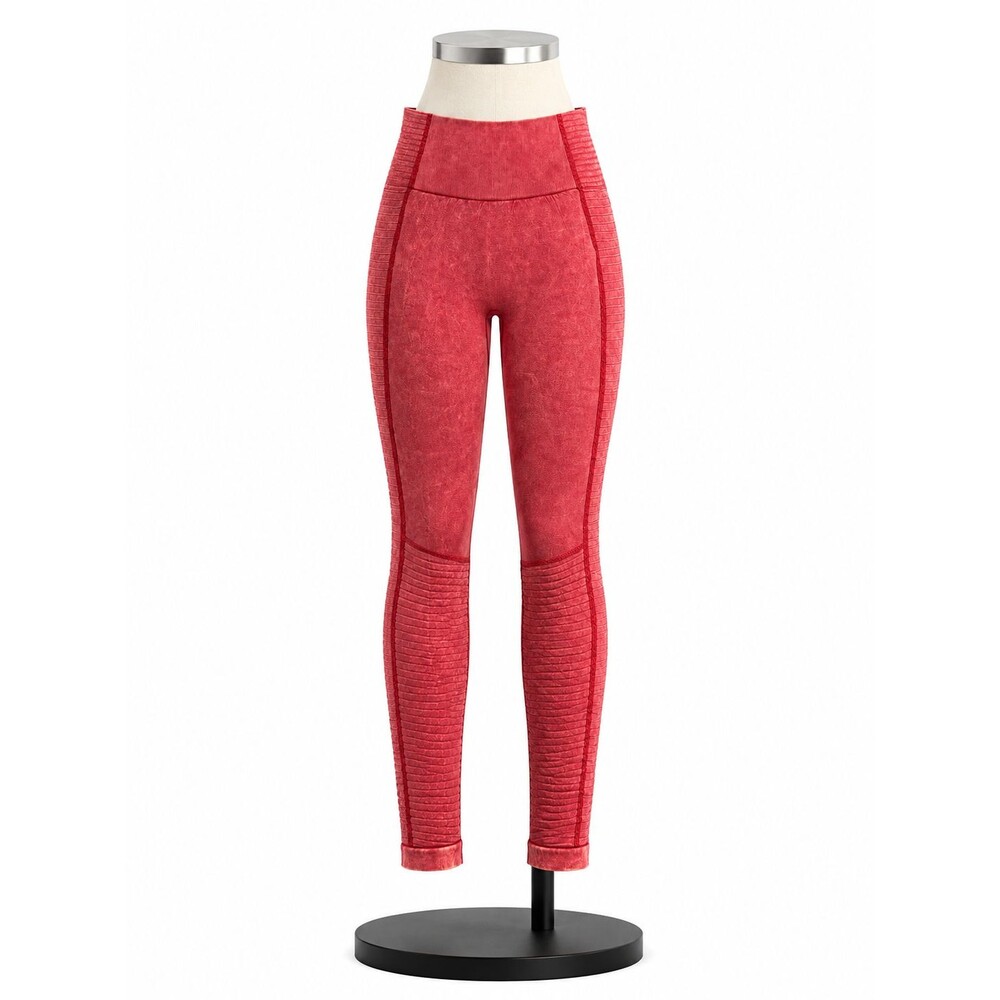 Max Studio Womens Cropped Leggings Size Medium Red Burnout Stretch